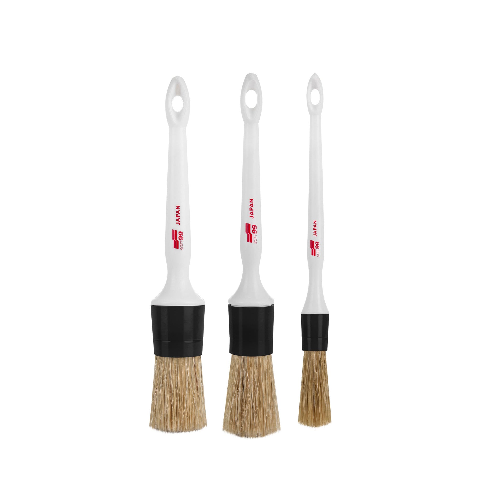Soft99 Interior Brushes Set, zestaw pędzli detailingowych do wnętrza, 3 szt.: 16 mm, 24 mm, 30 mm