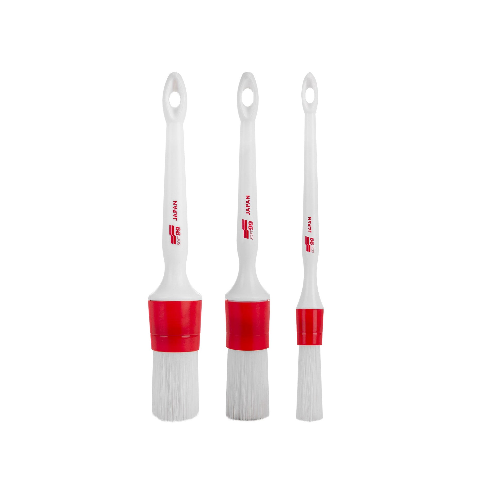 Soft99 Exterior Brushes Set, zestaw pędzli detailingowych do elementów zewnętrznych, 3 szt.: 16 mm, 24 mm, 30 mm