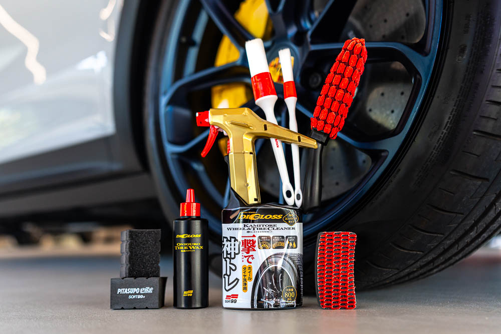 Photo of Soft99 car care products that make up the Wheels Like New set.