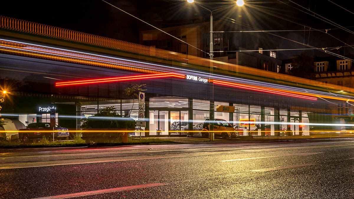 Photo of Soft99 Garage automotive centre, comprising of a detailing studio, car wash, car workshop, company store and more. Located in Poznań, western Poland.